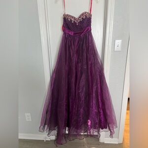 Maggie Sottero Deep Purple Beaded Tulle Formal Dress